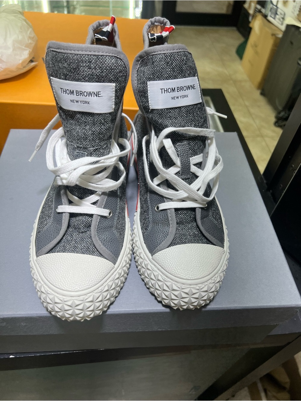 Thom Browne collegiate high top sneakers